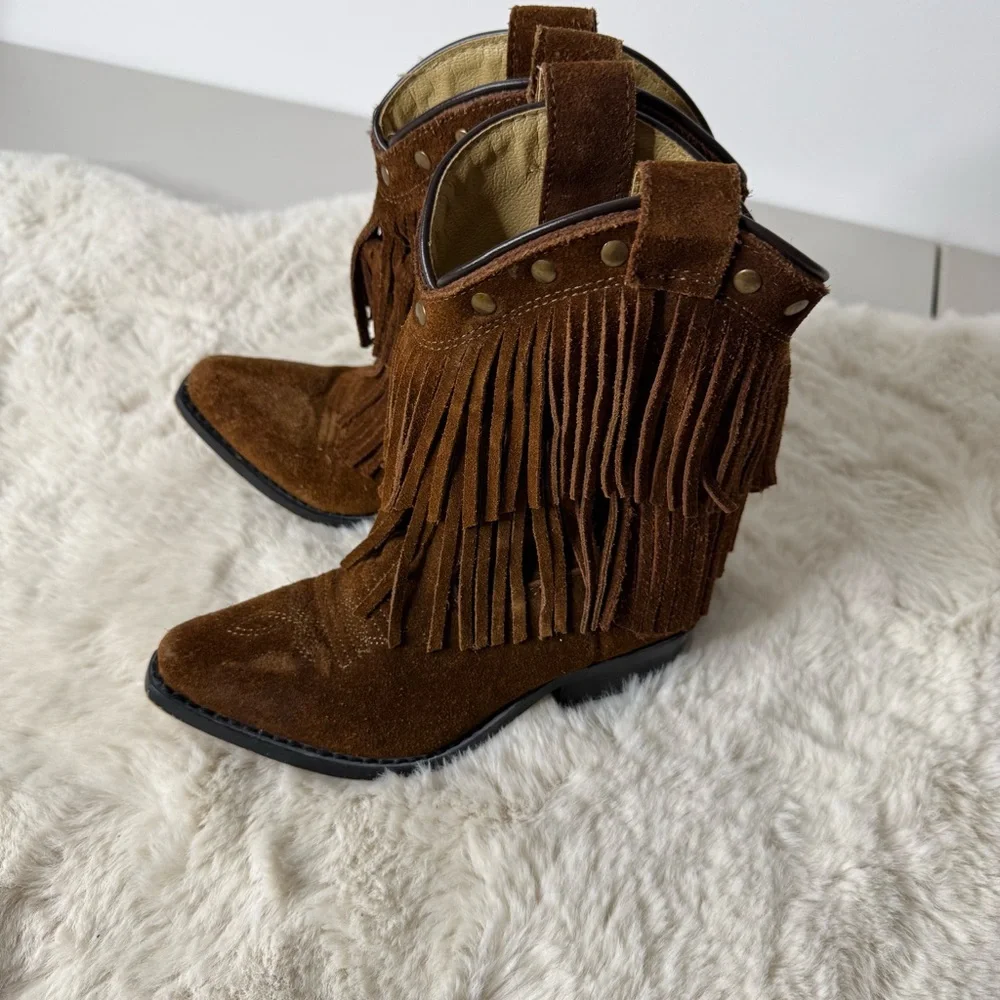 Shyanne Brown Fringe‎ Ankle Booties